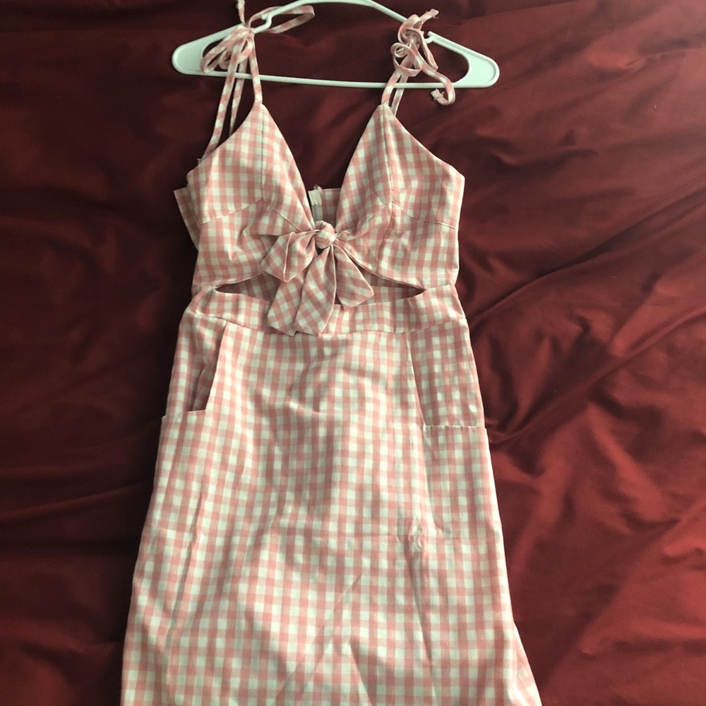 Pink and white plaid dress